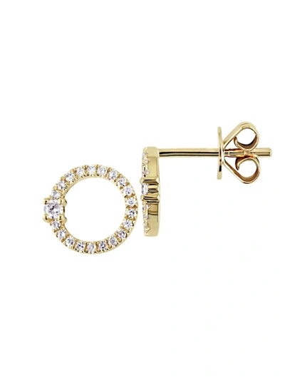 Sonatina Women's 14k Yellow Gold & 0.17 Tcw Diamond Circle Stud Earrings