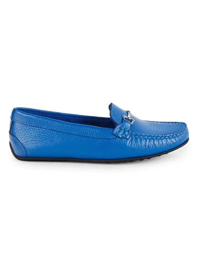 Saks Fifth Avenue Women's Buckled Leather Loafers In Blue