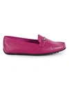 Saks Fifth Avenue Women's Buckled Leather Loafers In Magenta