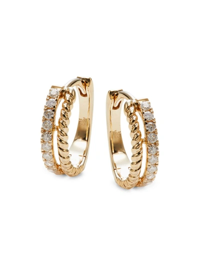 Saks Fifth Avenue Women's 14k Yellow Gold & Diamond Hoop Earrings