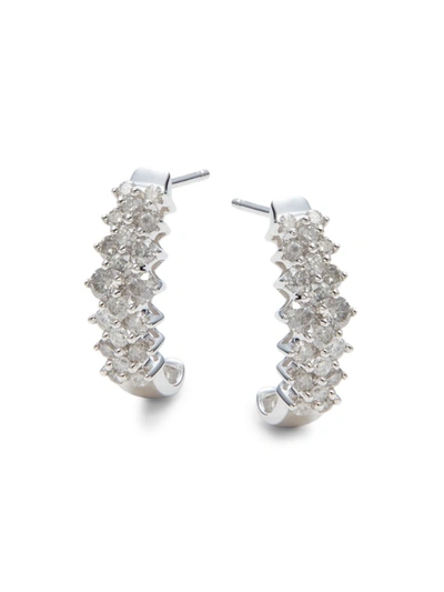 Saks Fifth Avenue Women's 14k White Gold & Diamond Hoop Earrings