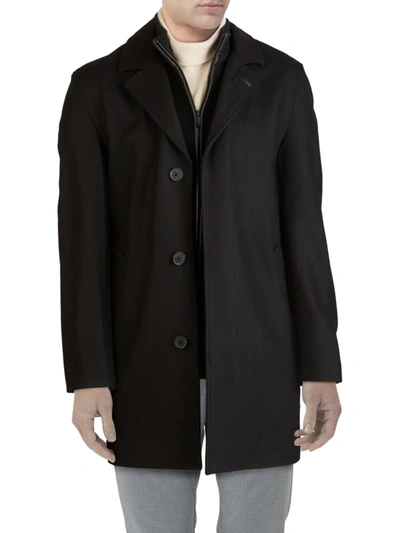 Cole Haan Men's Solid Wool-blend Coat In Black