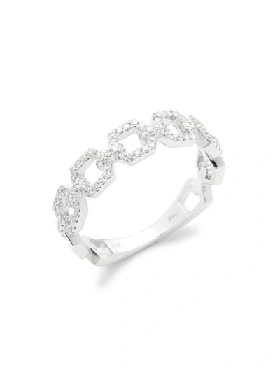 Saks Fifth Avenue Women's 14k White Gold & Diamond Link Ring/size 7