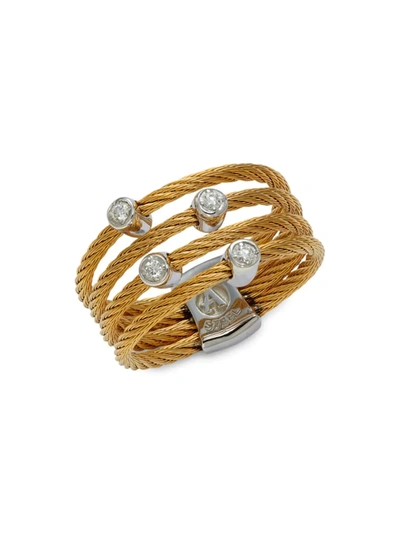 Alor Women's Two Tone 18k White Gold, Stainless Steel, & Diamond Ring