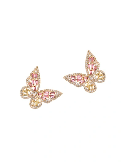 Eye Candy La Women's Luxe Butterfly Away Crystal Dangle Earrings In Yellow