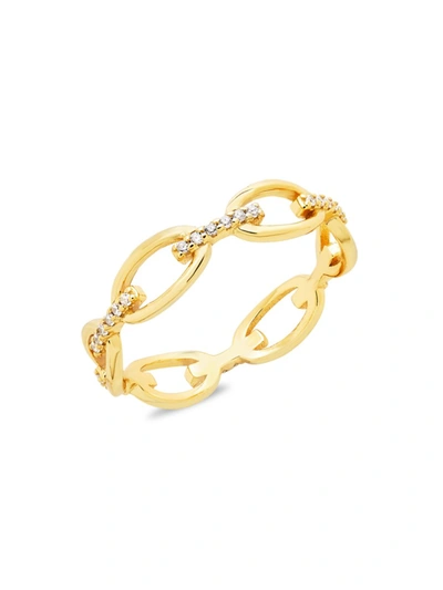 Sterling Forever Women's 14k Gold Vermeil & Crystal Open Chain-link Ring/size 7