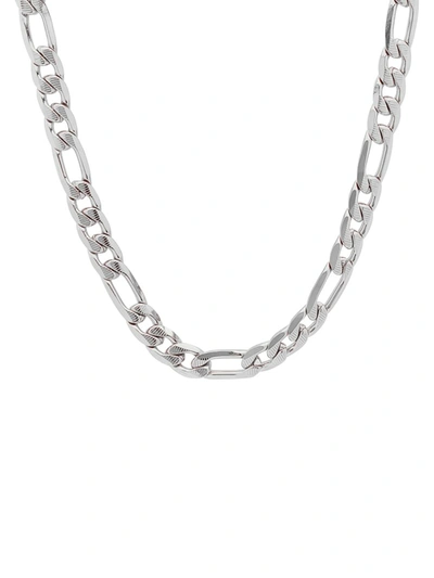 Anthony Jacobs Men's Stainless Steel Diamond Cut Figaro Chain Link Necklace/24" In Neutral