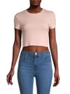 BCBGENERATION WOMEN'S CROPPED RIBBED T-SHIRT