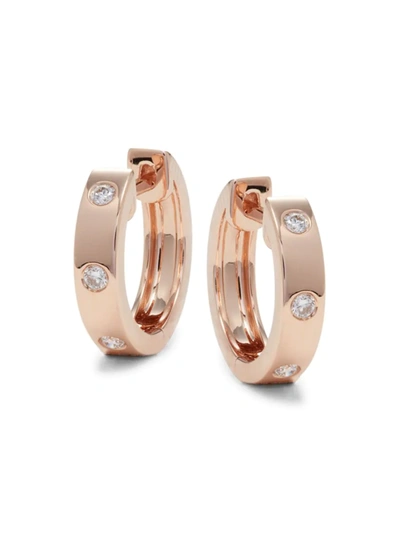 Saks Fifth Avenue Women's 14k Rose Gold & 0.11 Tcw Diamond Hoop Earrings