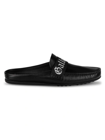 John Galliano Men's Logo Leather Mules In Black