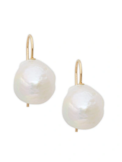 Saks Fifth Avenue Women's 14k Yellow Gold & 20mm Cultured White Baroque Pearl Earrings