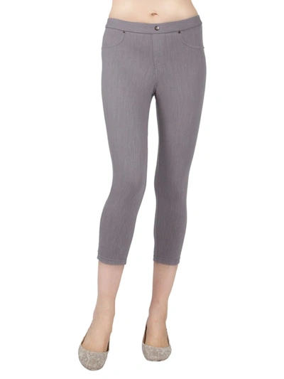 Memoi Women's Cotton-blend Chino Capri Leggings In Silver Grey