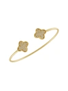 Jan-kou Jankuo Women's 14k Goldplated & Cubic Zirconite Clover Bangle In Brass