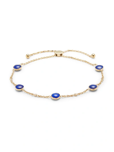 Effy Women's 14k Yellow Gold, Lapis Lazuli & Diamond Bolo Bracelet