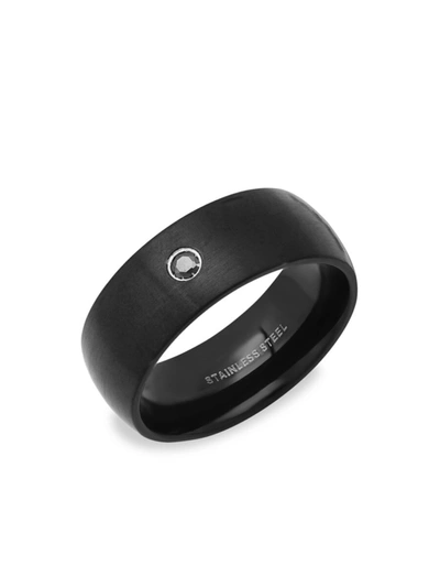 Anthony Jacobs Men's Stainless Steel & Simulated Black Diamond Ring