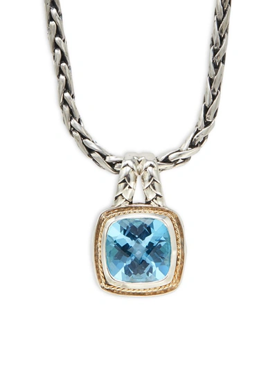 Effy Women's Two Tone 18k Yellow Gold, Sterling Silver & Blue Topaz Pendant Necklace