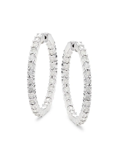 Effy Eny Women's Sterling Silver & 1.08 Tcw Diamond Hoop Earrings