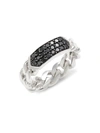 EFFY MEN'S STERLING SILVER & BLACK SPINEL LINK CHAIN RING