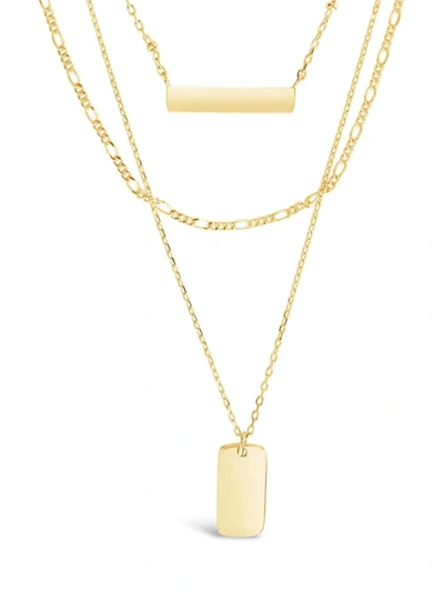 Sterling Forever Women's 14k Gold Vermeil Bar & Dog Tag Layered Necklace