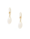 BELPEARL WOMEN'S BIWA 13MM WHITE COIN CULTURED FRESHWATER PEARL AND 14K YELLOW GOLD DROP EARRINGS