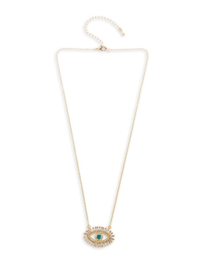 Eye Candy La Women's Luxe 14k Goldplated Sterling Silver & Crystal Evil Eye Pendant Necklace