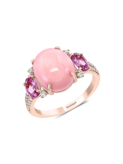 Effy Women's 14k Rose Gold, Pink Opal, Pink Sapphire & Diamond Solitaire Ring/size 7