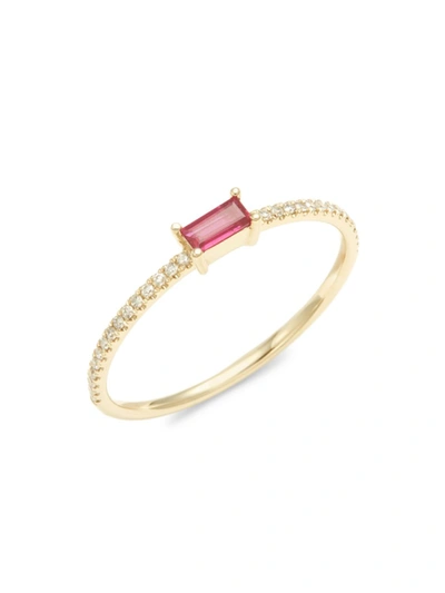 Saks Fifth Avenue Women's 14k Yellow Gold, Ruby & Diamond Ring/size 7
