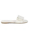 Saks Fifth Avenue Women's Arielle Buckle-top Leather Slides In White Croc