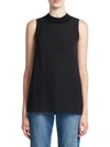 Theory Black Crewneck Top With Ruched Details On The Front In Black