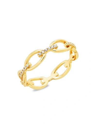 Sterling Forever Women's 14k Gold Vermeil & Crystal Open Chain-link Ring/size 8