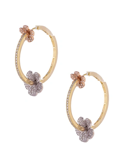 Eye Candy La Women's 18k Goldplated & Crystal Stella Rose Hoop Earrings