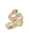 Effy Women's 14k Yellow Gold, Diamond & Emerald Snake Ring/size 7 In Emerald
