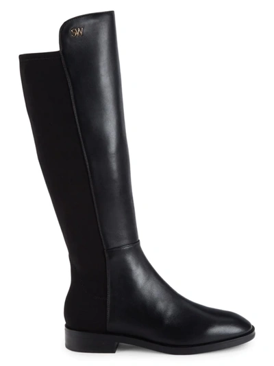 Stuart Weitzman 80 Block Heel Knee-high Leather Boots In Black
