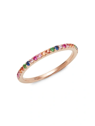 Saks Fifth Avenue Women's 14k Rose Gold, Green Garnet & Multicolor Sapphire Ring/size 7