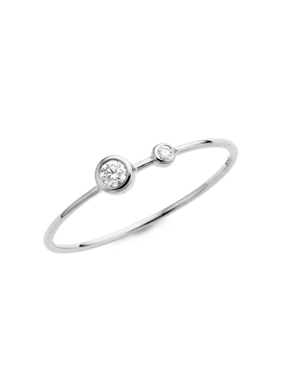 Nephora Women's 14k White Gold Diamond Bezel Ring/size 6.5