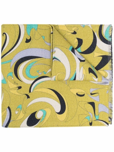 Emilio Pucci Abstract-print Wool Scarf In Grün