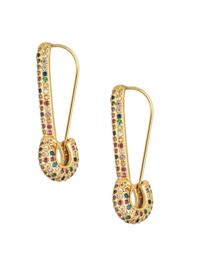 Eye Candy La Women's Luxe Goldtone & Cubic Zirconia Safety Pin Earrings In Neutral