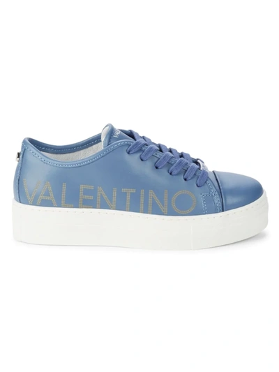 Valentino By Mario Valentino Women's Dalia Leather Platform Sneakers In Navy
