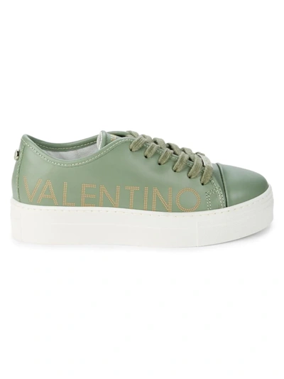 Valentino By Mario Valentino Women's Dalia Leather Platform Sneakers In Green