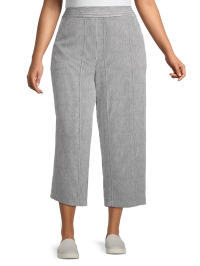 Max Studio Women's Plus Woven Crepe Cropped Pants In Gray