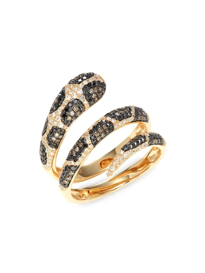 Effy Women's 14k Yellow Gold & Tri-tone Diamond Snake Wrap Ring/size 7