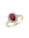 SONATINA WOMEN'S 14K YELLOW GOLD, GARNET, WHITE TOPAZ & DIAMOND RING/SIZE 6