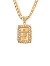 ANTHONY JACOBS 18K GOLDPLATED STAINLESS STEEL & SIMULATED DIAMOND PRAYER HANDS & CROSS PENDANT