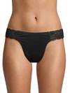 Ava & Aiden Women's Stretch Lace Trimmed Thongs In Black