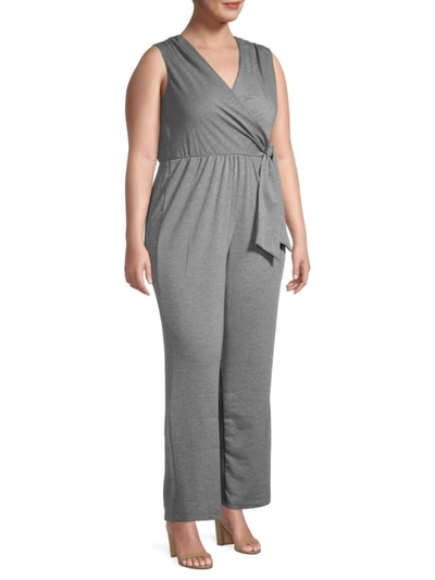 Tiana B Women's Plus Tie-waist Jumpsuit In Grey