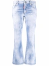DSQUARED2 BLEACH-EFFECT CROPPED KICK-FLARE JEANS