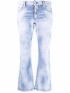 Dsquared2 Bleach-effect Cropped Kick-flare Jeans In Blau