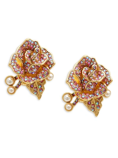 Heidi Daus Women's Rose Goldtone & Crystal Flower Earrings