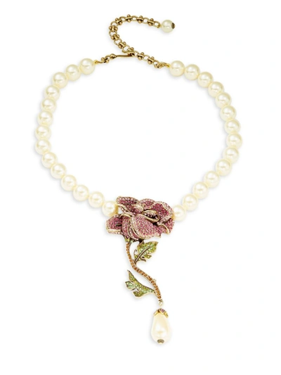 Heidi Daus Women's Faux Pearl & Crystal Rose Necklace