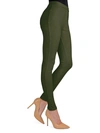 Memoi Women's Knit Cotton-blend Chino Leggings In Ivy Green